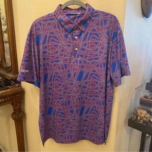 HRESKI Men Abstract Purple Lines Polo Golf Shirt Size XL